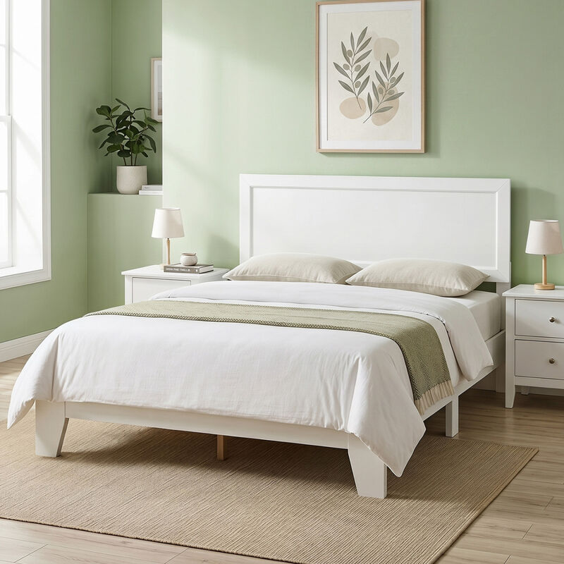 Full Size Upholstered Bed Frame with Headboard, No Box Spring Needed image number 6