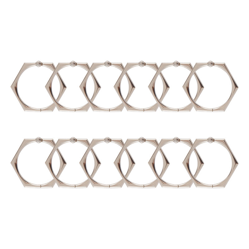 Rust-Proof Hexagon-Shaped Shower Curtain Hooks with Clasp Closure, Set of 12 image number 3