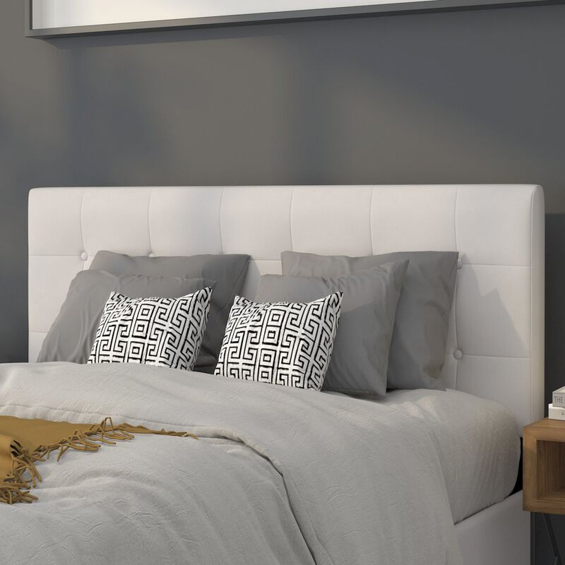 Flash Furniture Tufted Upholstered Full Size Headboard in White Vinyl image number 5