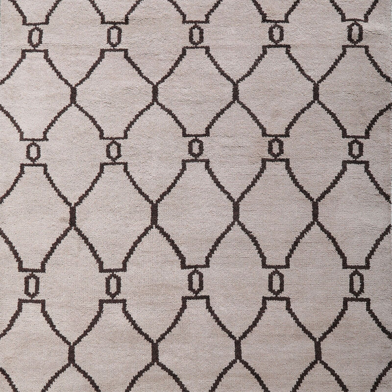 HAND KNOTTED WOOL Geometric AREA RUGS  - Rectangle Shape, Geometric Modern, Medium Pile Handmade Area Rugs for Living Room, Bed Room (N01103) image number 3