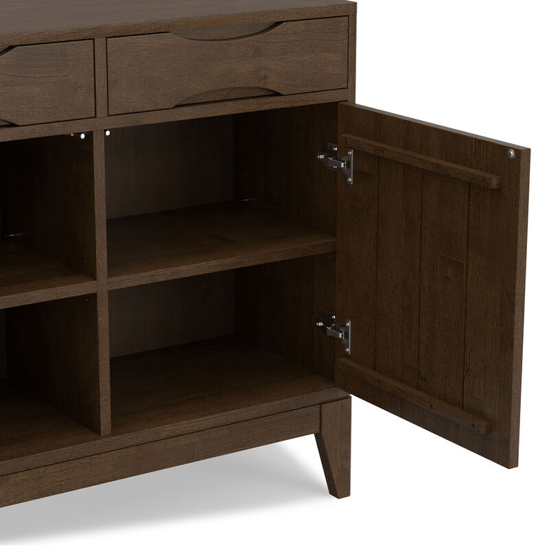 Harper SOLID HARDWOOD 40 inch Wide Mid Century Modern Entryway Storage Cabinet in Walnut Brown image number 8