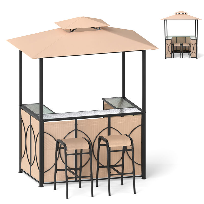 Outdoor Grill Gazebo Set with Bar Table and 2 Stools &ndash; Perfect for BBQ Parties