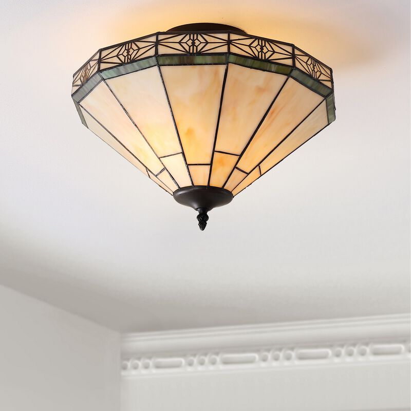 Jasmine Tiffany-Style Glass/Metal LED Semi-Flush Mount