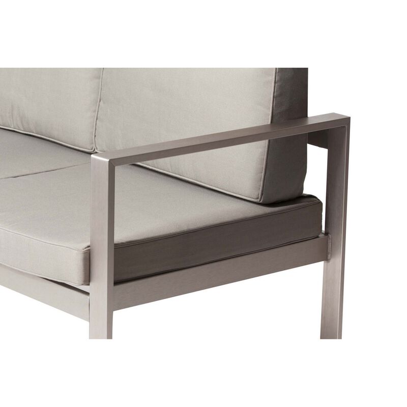 Kili 54 Inch Sofa, Sleek Silver Aluminum Frame, Water Resistant Cushions-Benzara image number 5
