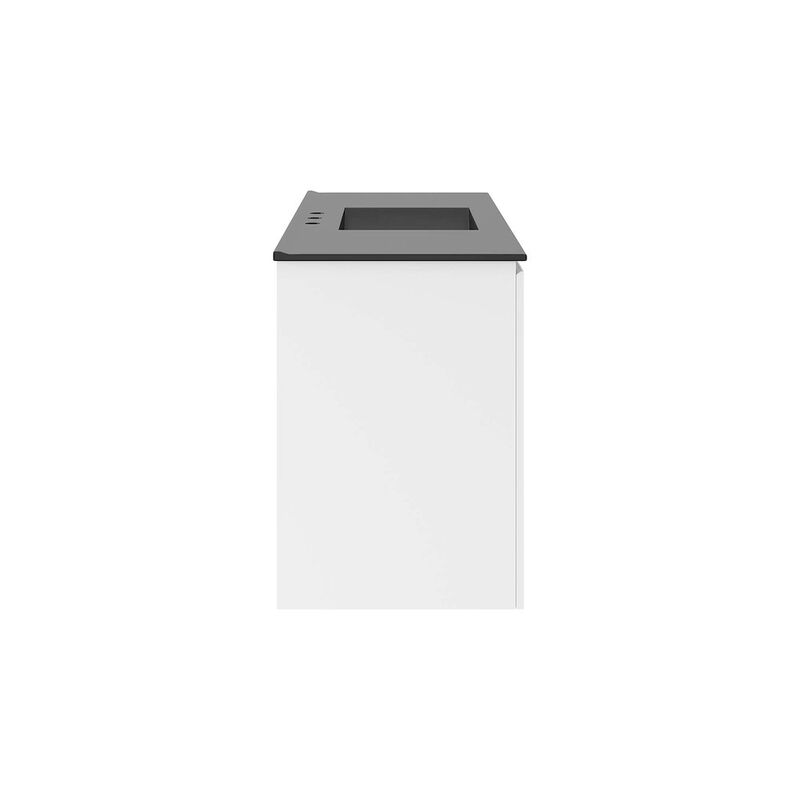 Modway Bryn 36" Modern Wood/Ceramic Wall-Mount Bathroom Vanity in Gray/Black image number 2