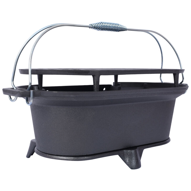 Streamdale Cast Iron Oval Grill & Skillet | Charcoal Grill and Stove image number 5