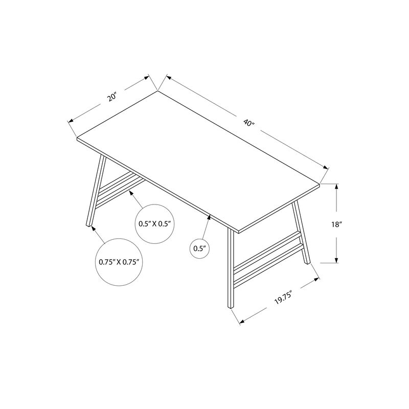 Monarch Specialties I 3790 Coffee Table, Accent, Cocktail, Rectangular, Living Room, 40"L, Metal, Laminate, White, Grey, Contemporary, Modern