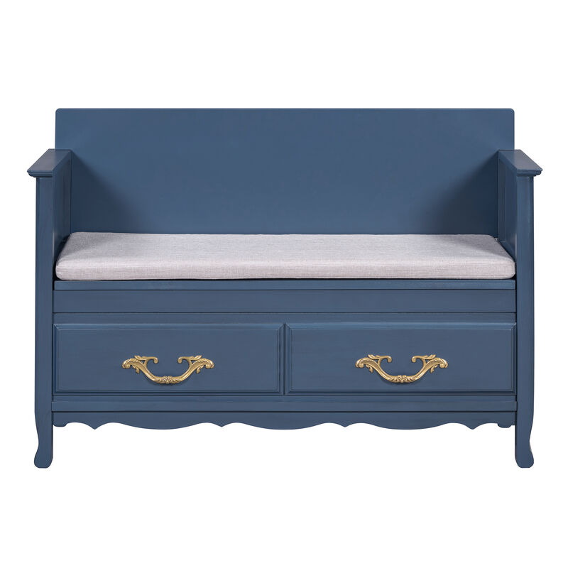 Whisen Charming Vintage Storage Bench/Entryway Bench with Removable Cushion and Gas Spring - Espresso