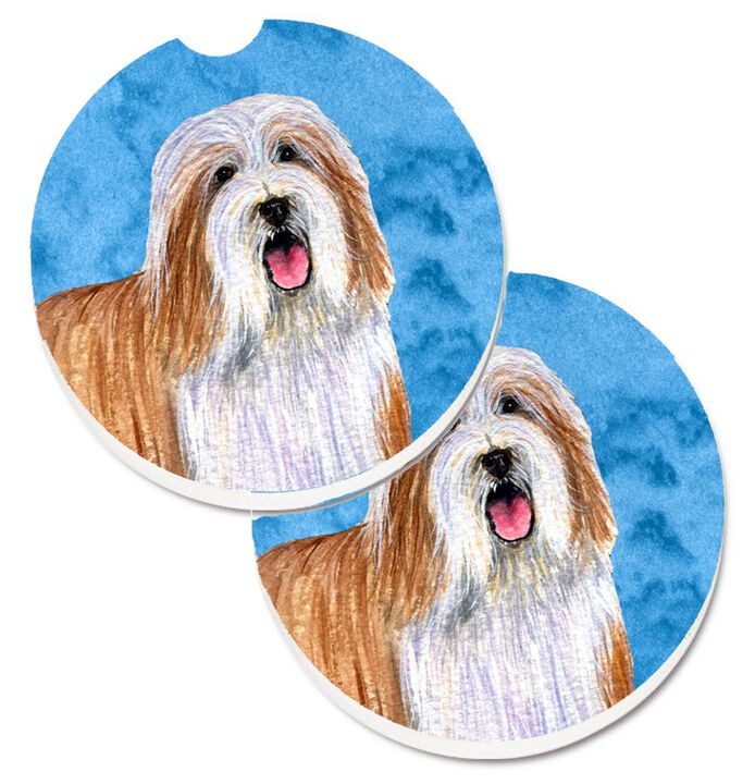 Caroline's Treasures Blue Bearded Collie Set of 2 Cup Holder Car Coasters LH9375BUCARC, 2.56, Multicolor