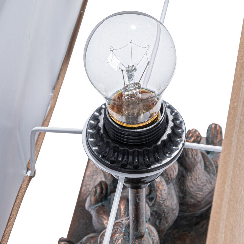 Resin Rabbit Table Lamp with Rectangle Linen Shade, Bronze Finish image number 7