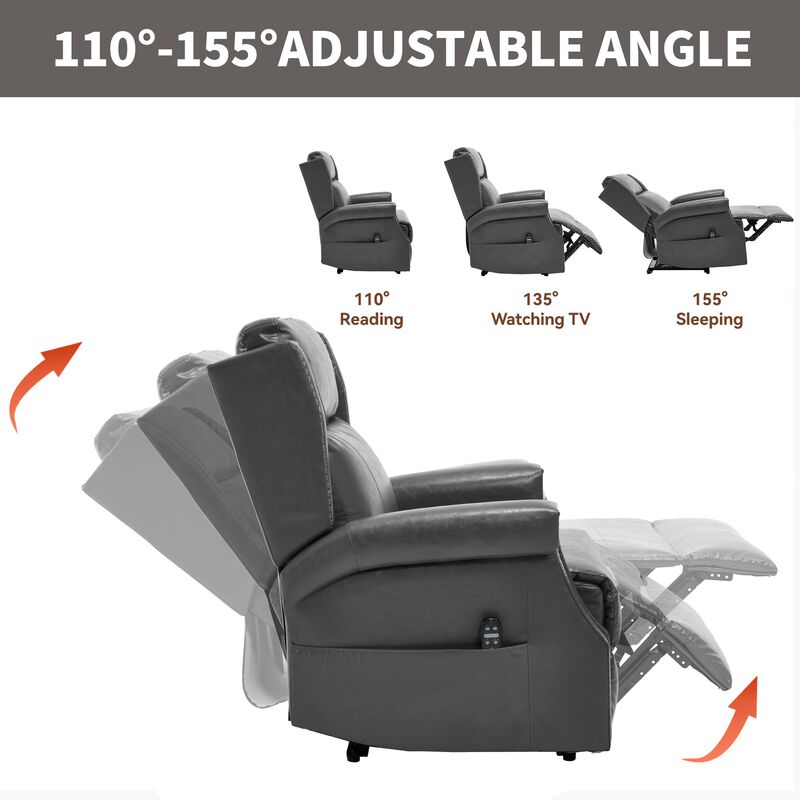 Manual Recliner Chair in Faux Leather for Living Room with Heavy Duty Motion Mechanism, 8 vibrating nodes and 3 massage modes image number 6