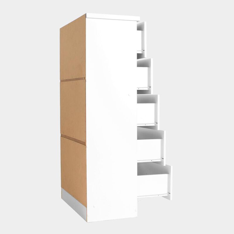 Better Home Products Olivia Wooden Tall 5 Drawer Chest Bedroom Dresser in White