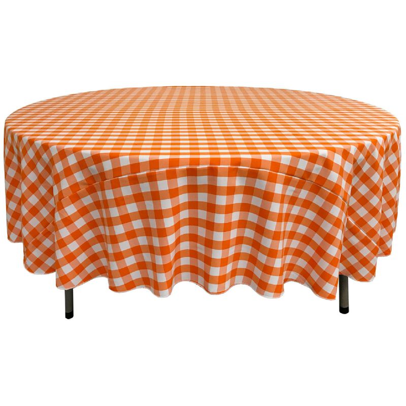 Round Polyester Checkered Tablecloth 90 Inch for Banquets and Parties image number 0