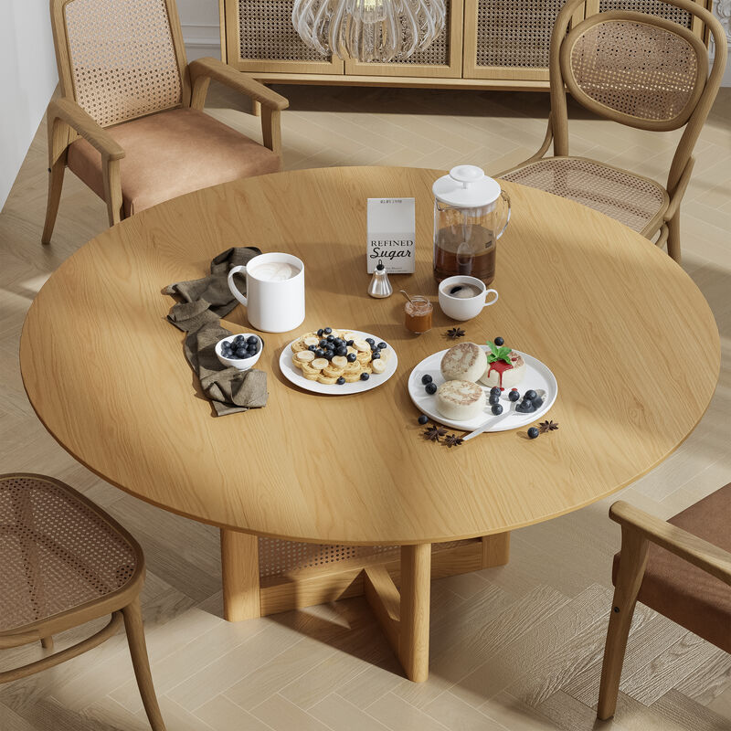 60 Cinna Modern  Wood Round Dining Table（Seats 8）
