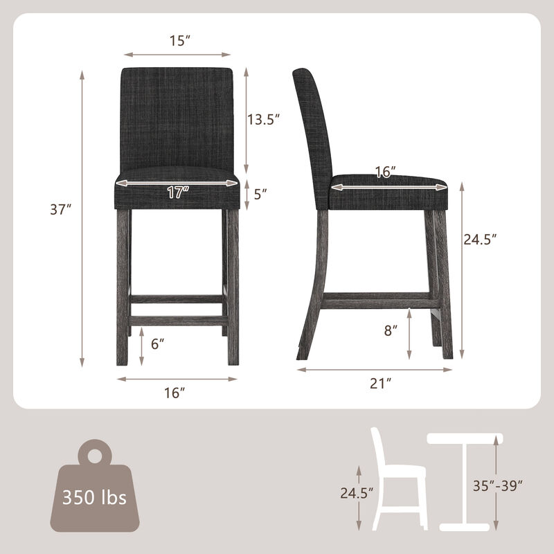 Counter Height Bar Stools Set of 2 with Back and Footrest image number 3
