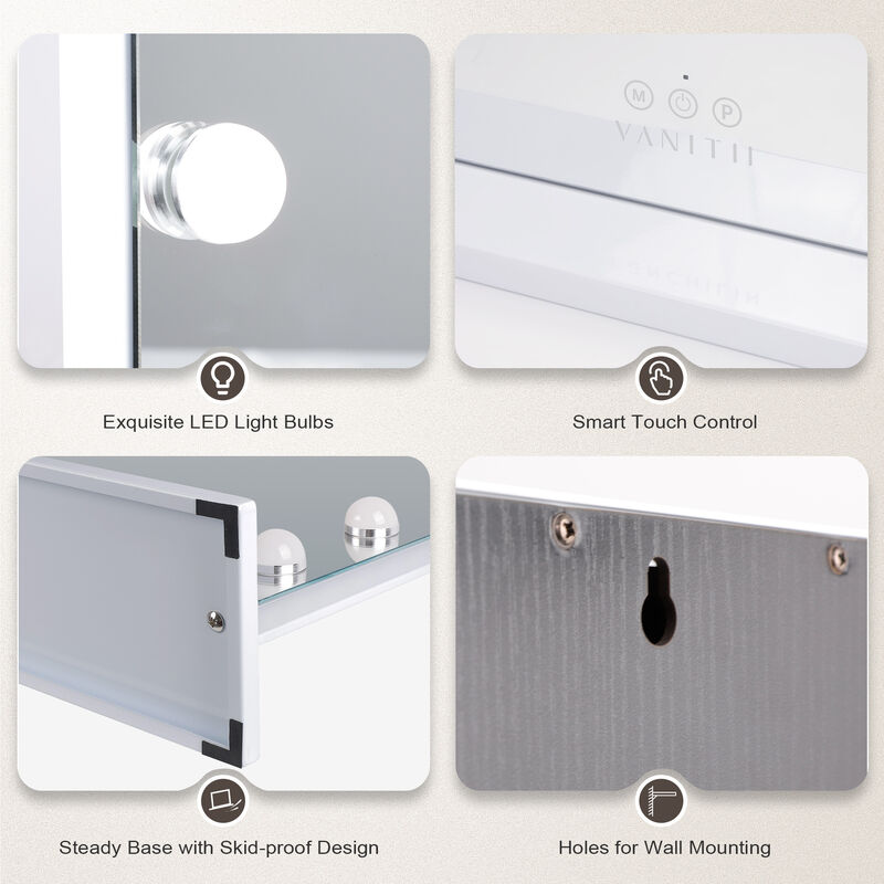 23''x19''  Hollywood Makeup Vanity Mirror 15 LED Bulbs USB Port White