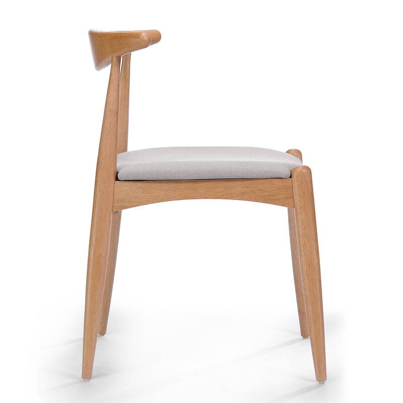 Merax Set of 2 Rubberwood Dining Chairs - Ergonomic Backrest with Thick Comfort Cushions, Solid Wood Kitchen Side Chairs