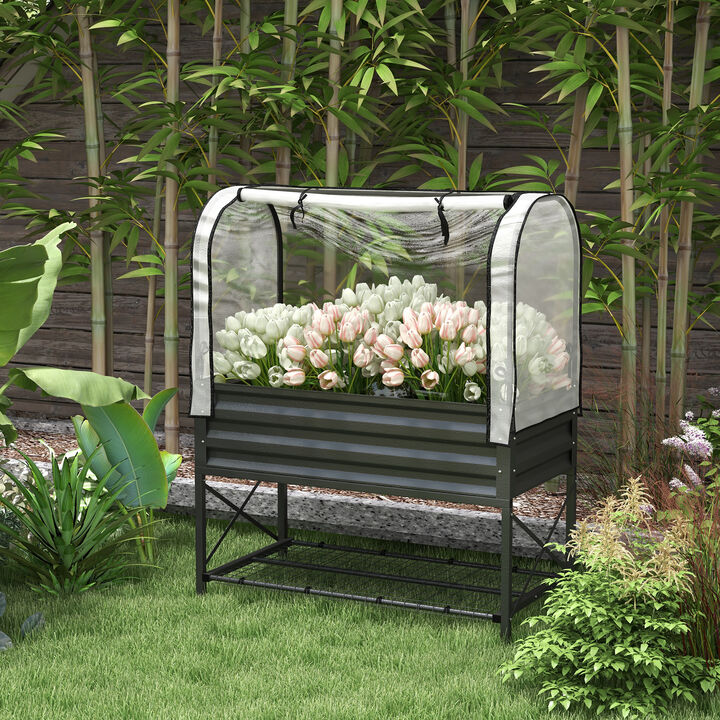 Hivvago Metal Elevated Planter Box for Outdoor Gardening
