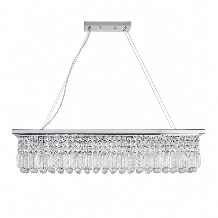 ELEMENT ACE Modern Rectangular Raindrop 8-Light Pendant Chandelier Fixture Perfect for Dining Room Kitchen Island Bar Living Room Entryway Home Lighting
