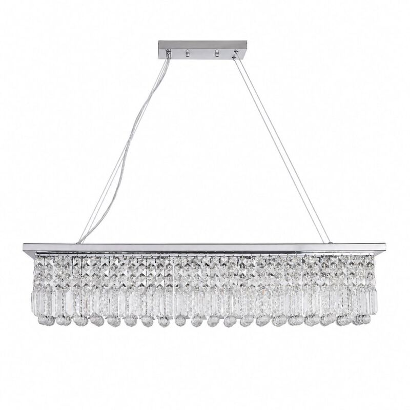 ELEMENT ACE Modern Rectangular Raindrop 8-Light Pendant Chandelier Fixture Perfect for Dining Room Kitchen Island Bar Living Room Entryway Home Lighting image number 0