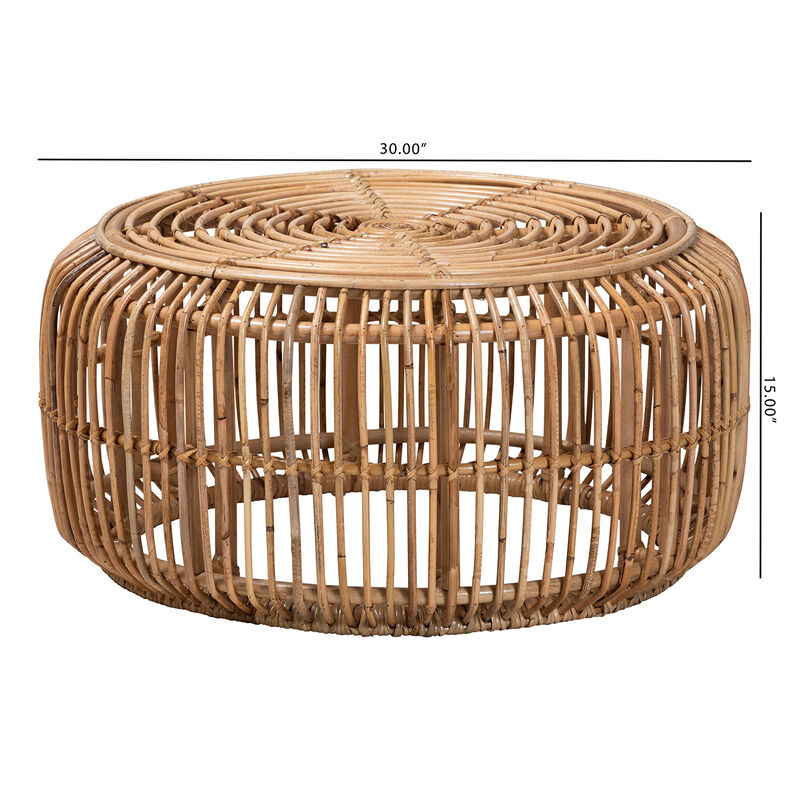 Baxton Studio Aliane Modern Bohemian Natural Brown Antique Rattan Coffee Table