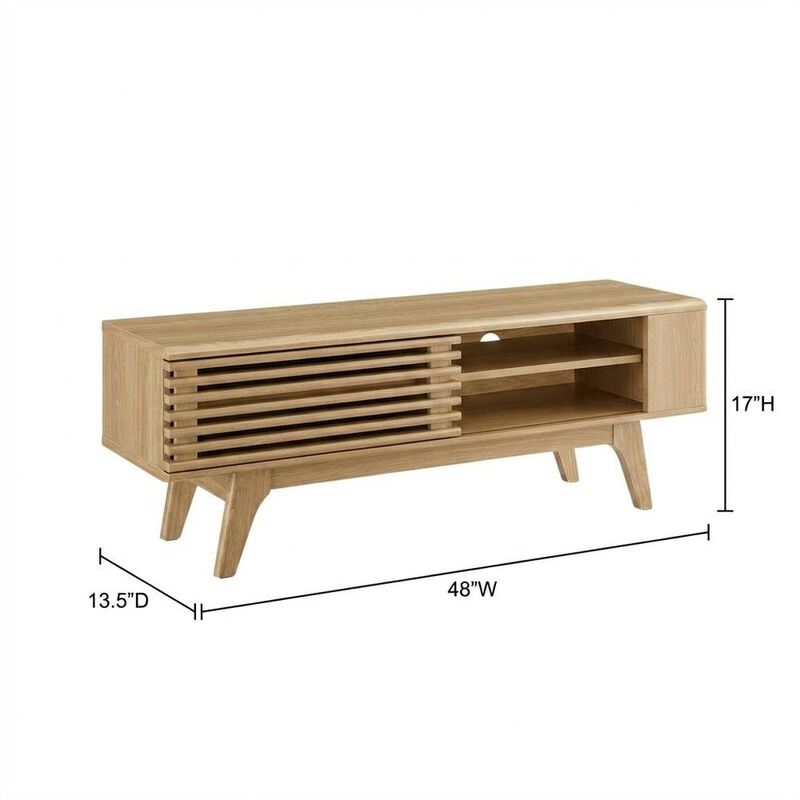 Wooden Brown TV Stand with 48-Inch Width and Sleek Design image number 2