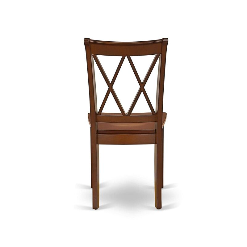 Clarksville Dining Chairs - Double Cross Back Solid Wood Seat Chairs, Set of 2, Mahogany