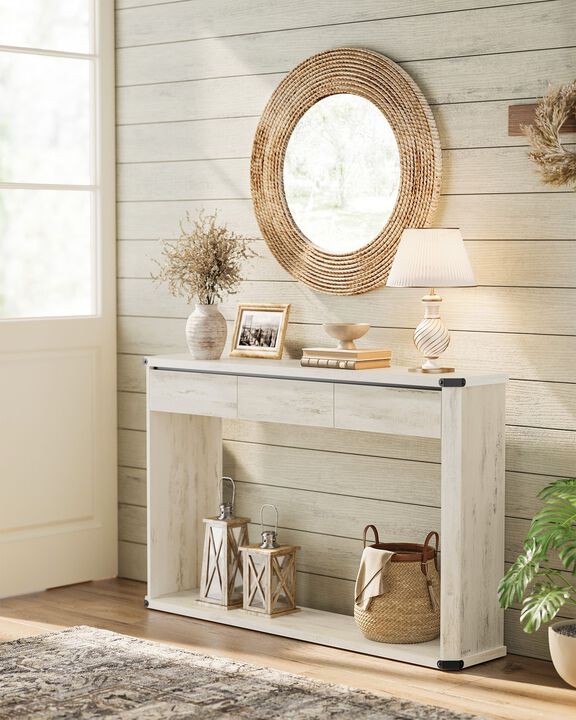 Modern Console Table with 3 Pull-Out Drawers – 47.2-Inch Slim Storage Table for Home Organization