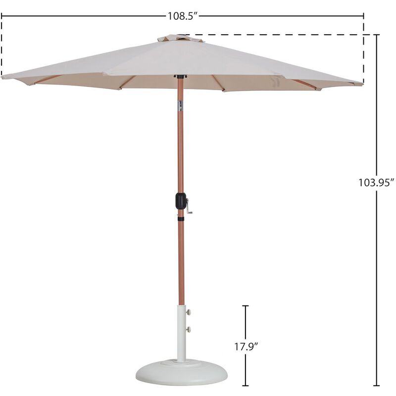Meridian Furniture Fiji Beige Fabric / Matte White Aluminum Patio Umbrella with Base Sets