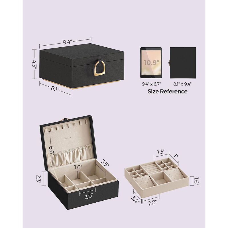 2-Layer Jewelry Box with Handle for Stylish and Portable Storage image number 5