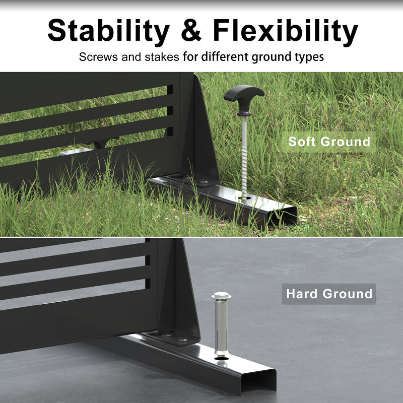 Arched Metal Outdoor Privacy Screen, Freestanding Outdoor Divider Decorative Privacy Fence