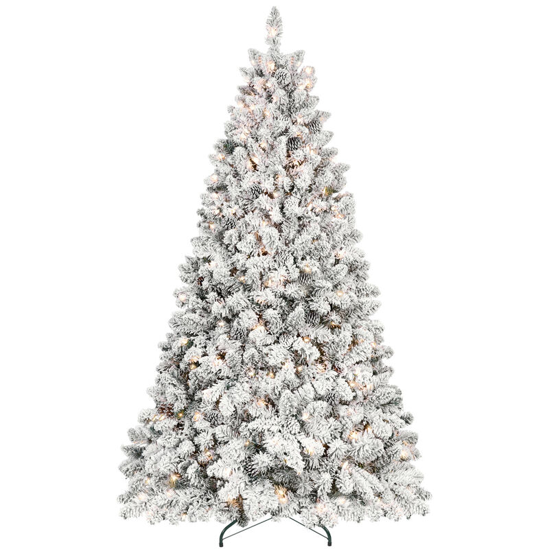 HomeRoots 6' Pre Lit Full Flocked Spruce Christmas Tree image number 0