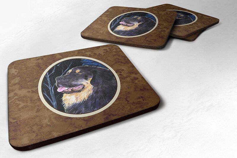 Caroline's Treasures SS8552FC Starry Night Tibetan Mastiff Foam Coasters Set of 4 (Set of 4), 3.5 H x 3.5 W, Multicolor image number 0