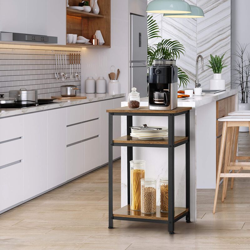 Yaheetech Tall End Table, 30 Inches High Side Table with Wooden Shelves & Strong Metal Frame, Large 3-Tier Telephone Table for L