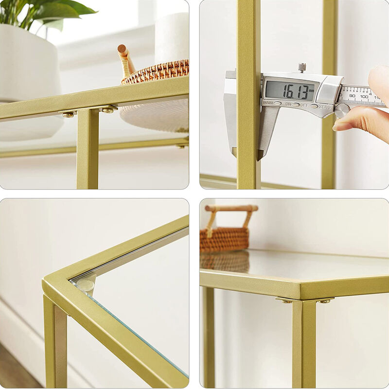 Contemporary Console Table with 3 Shelves - Metal Frame, Tempered Glass, Ideal for Bedroom