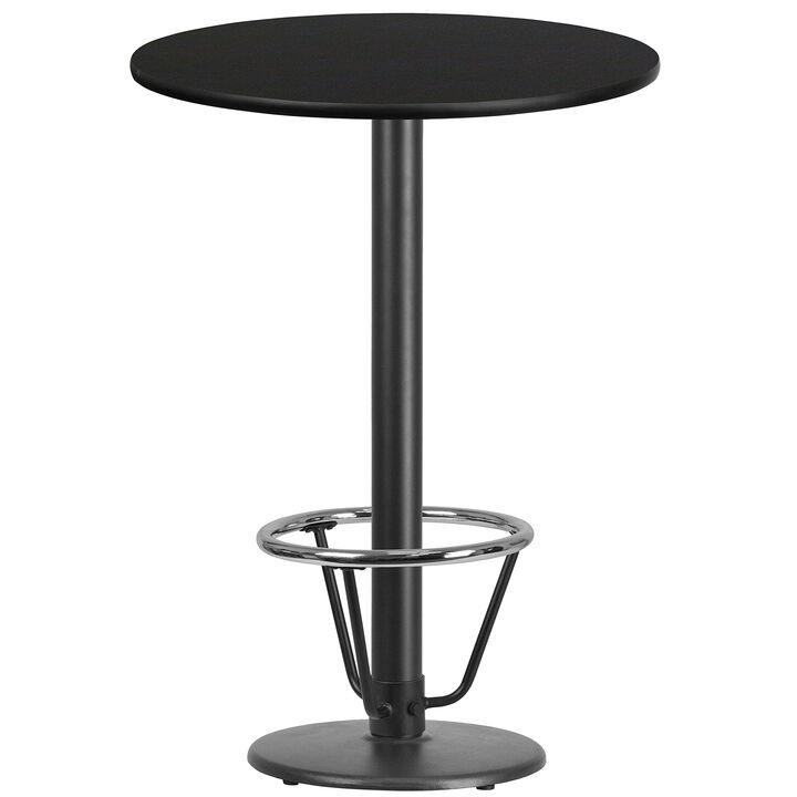 Flash Furniture 30'' Round Natural Laminate Table Top with 18'' Round Bar Height Table Base and Foot Ring