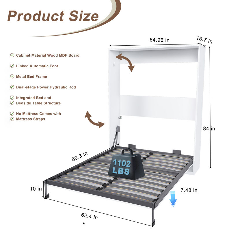 Stelun foldable wall bed image number 8