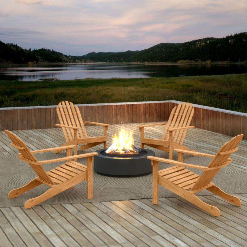 Outdoor Adirondack Chair with Sloped Seat and Tall Backrest for Porch, Patio & Poolside-Natural image number 4