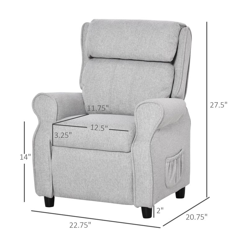 Light Grey Kids' Lounger: Adjustable Recliner with Footrest for Ages 3-5