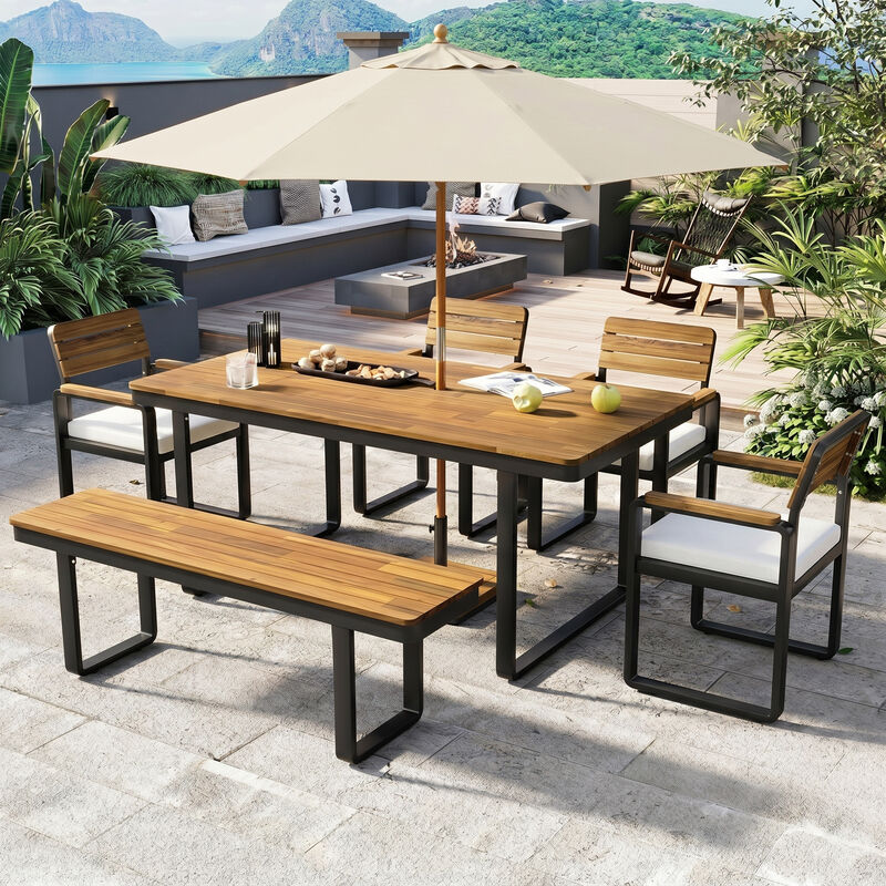Fajut 6-Piece Outdoor Dining Set image number 1