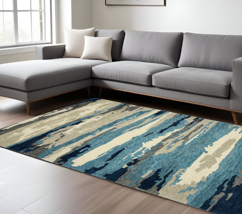 HomeRoots Wool Abstract Hand Tufted Area Rug