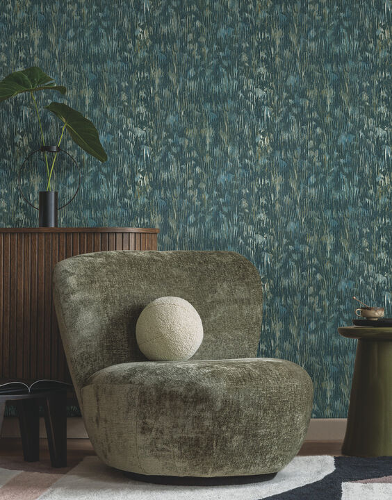 Gilded Plume Teal Wallpaper