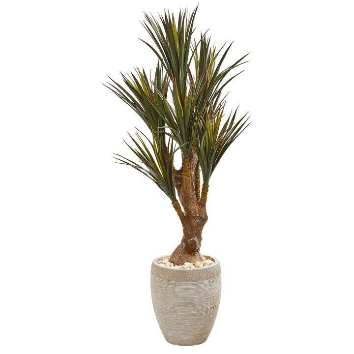 HomPlanti 50 Inches Yucca Artificial Tree in Planter UV Resistant (Indoor/Outdoor)