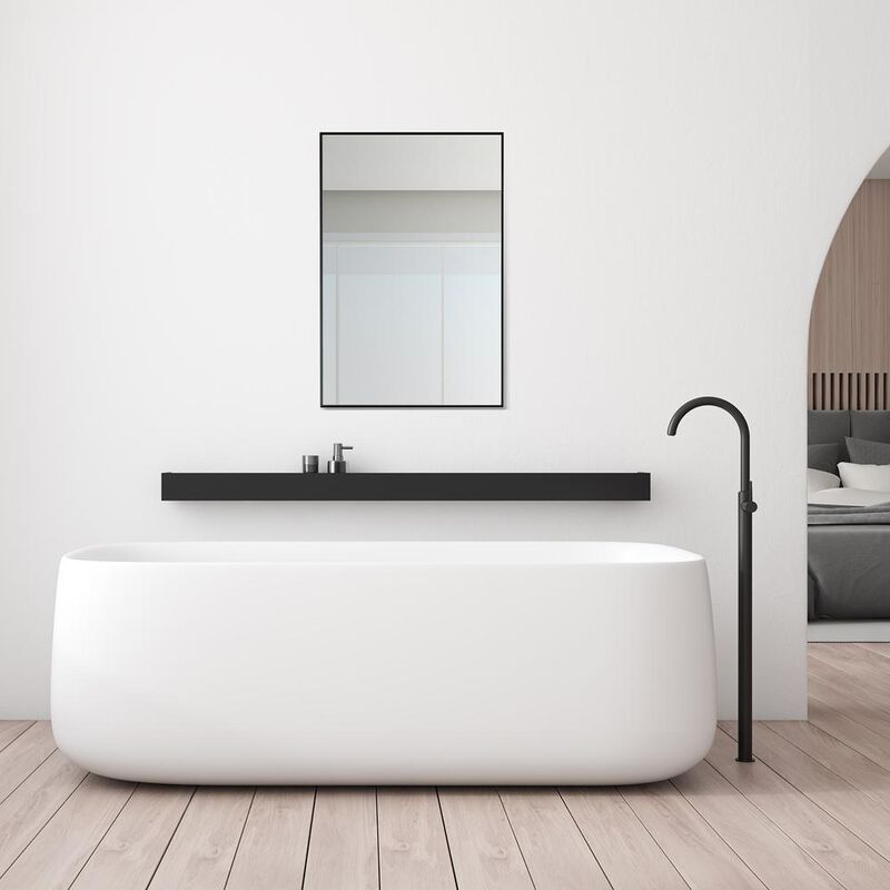 Altair Sassi 24 Rectangle Bathroom/Vanity Matt Black Aluminum Framed Wall Mirror