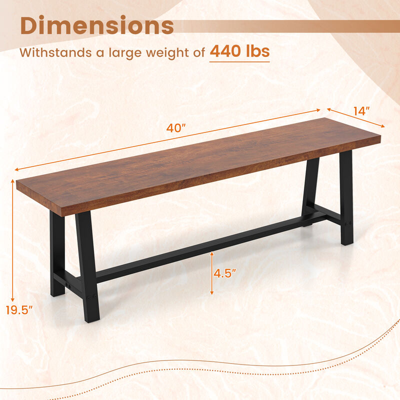 3-Person Dining Bench, Entryway Shoe Bench with Metal Frame for Storage and Seating image number 3