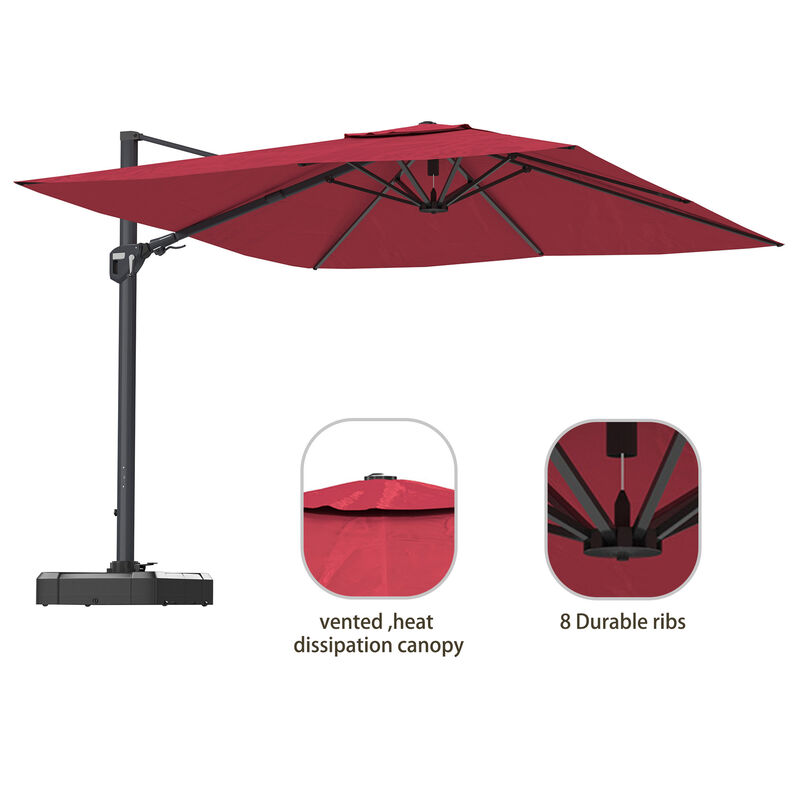 11ft Cantilever Patio Umbrella Square Umbrella Outdoor Patio Offset Patio Umbrella Large Outdoor Umbrella Pool Umbrella for Backyard Garden Deck Pool11ft Cantilever Patio Umbrella Square Umbrella Outdoor Patio Offset Patio Umbrella Large Outdoor Umbrella Pool Umbrella for Backyard（Without Base） image number 6