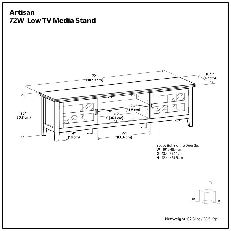 Simpli Home 72 Inch Low Tv Media Stand In Russet Brown For Tvs Up To 80 Inches image number 8