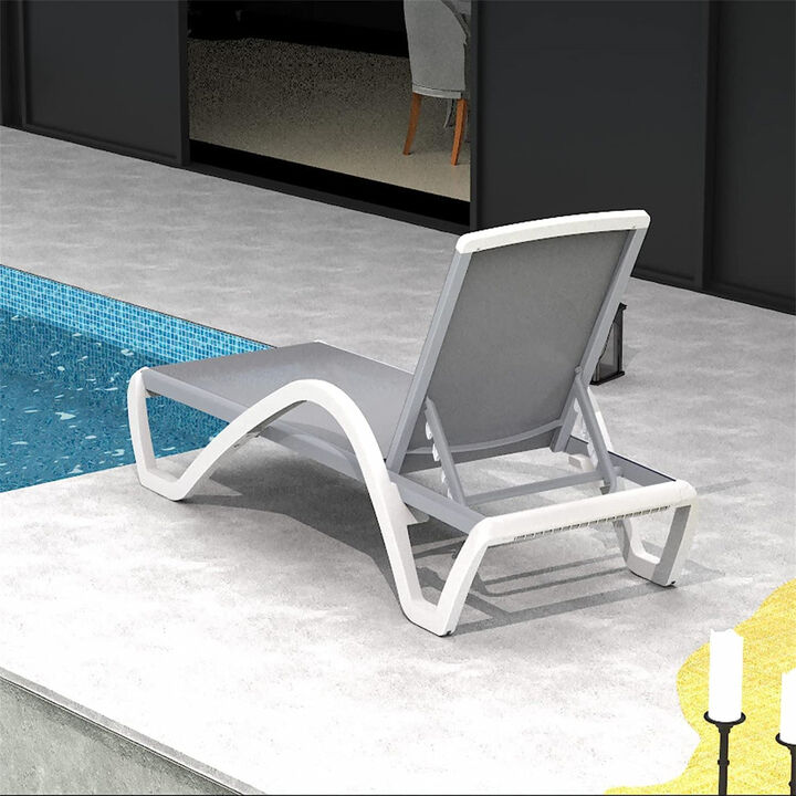 Patio Chaise Lounge Adjustable Aluminum Pool Lounge Chairs with Arm All Weather Pool Chairs for Outside, in-Pool, Lawn (Gray,1 Lounge Chair)