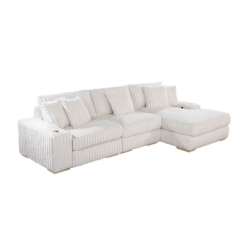 Best Quality Furniture 3 piece Beige reversible sectional with cupholders and USB ports