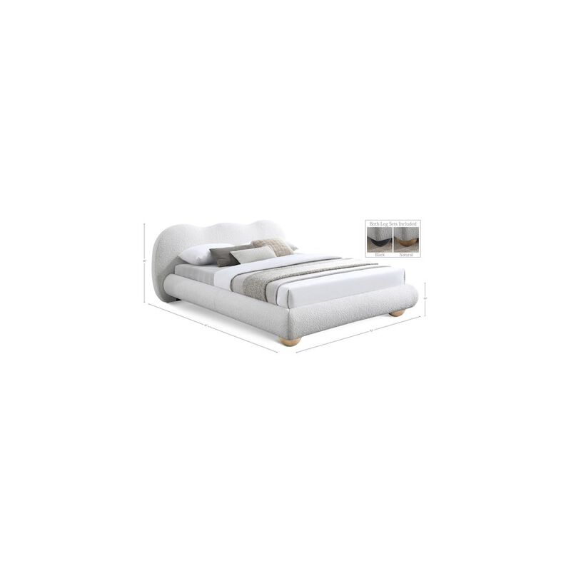 Meridian Furniture Hyde Cream Boucle Fabric King Bed
